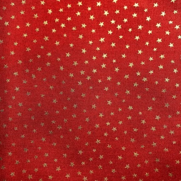 1 2/3 yards Quilt Fabric Cotton - Gold Stars - Christmas - Makower UK #525-2 - Picture 1 of 3